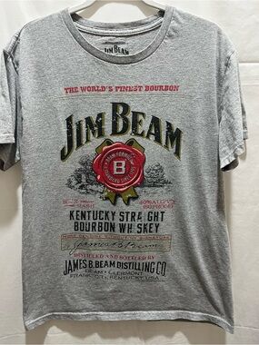 Jim Beam Bourbon Vintage Graphic Tee Gray Large Mad Engine size L